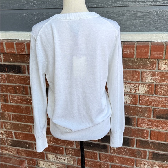Alex Marie Peace Sweater White Gold Metallic Crewneck Large NWT Quiet Luxury - Picture 4 of 6